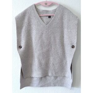 Ribbed V-Neck Button-Side Vest - Cozy Chic Quiet Luxury Layering Piece SZ M